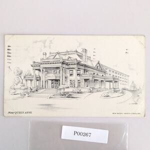 Vintage Postcard 1946 Hotel Queen Anne New Bern North Carolina Artwork Sketch